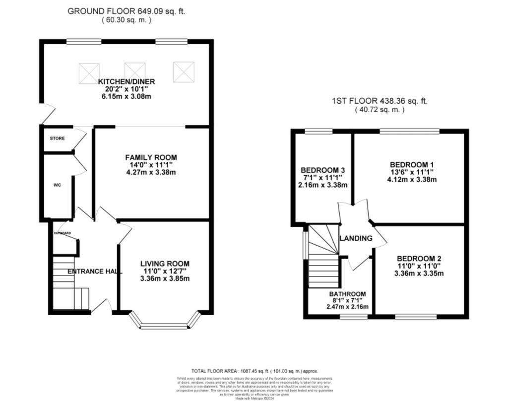 3 bedroom semi-detached house for sale - floorplan