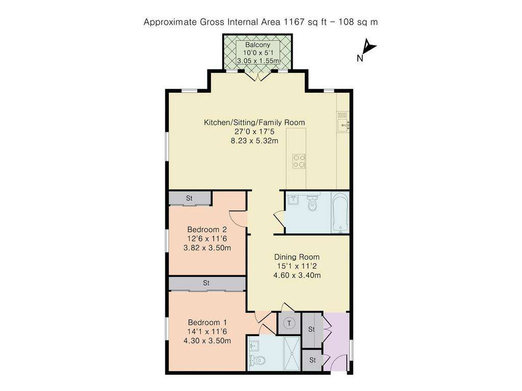 2 bedroom flat for sale - floorplan