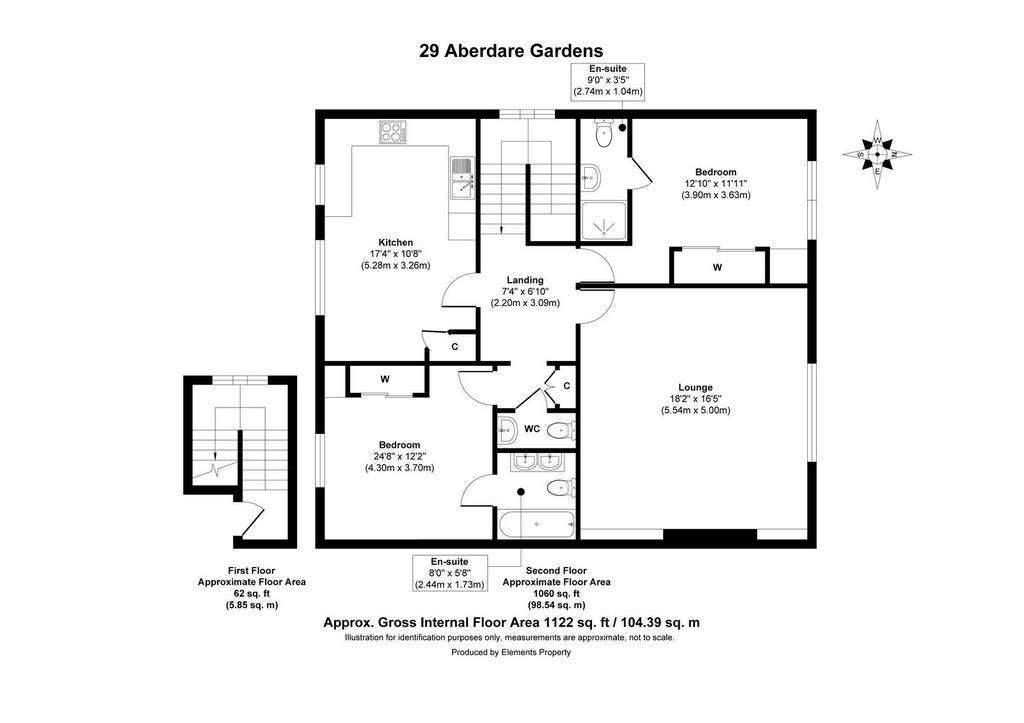 2 bedroom flat to rent - floorplan