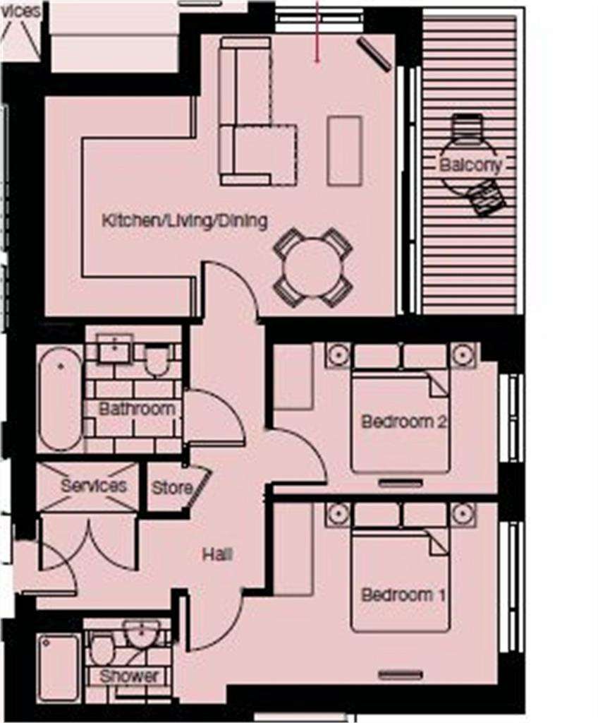 2 bedroom flat to rent - floorplan