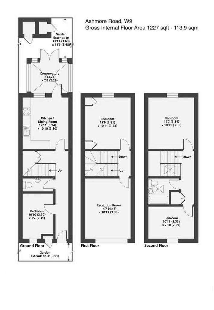 4 bedroom terraced house to rent - floorplan