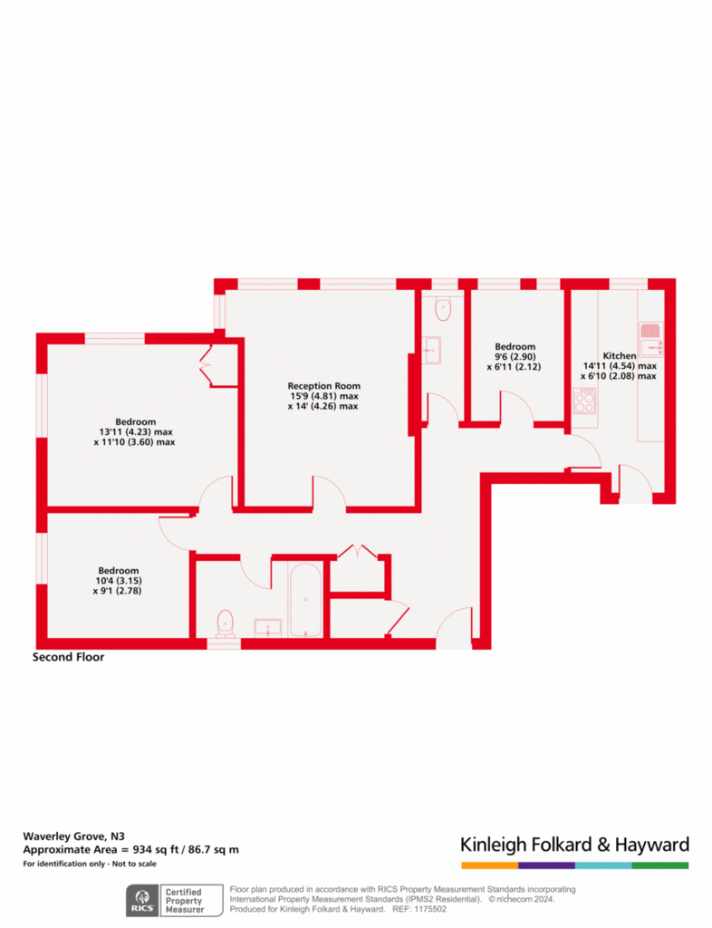 3 bedroom flat to rent - floorplan