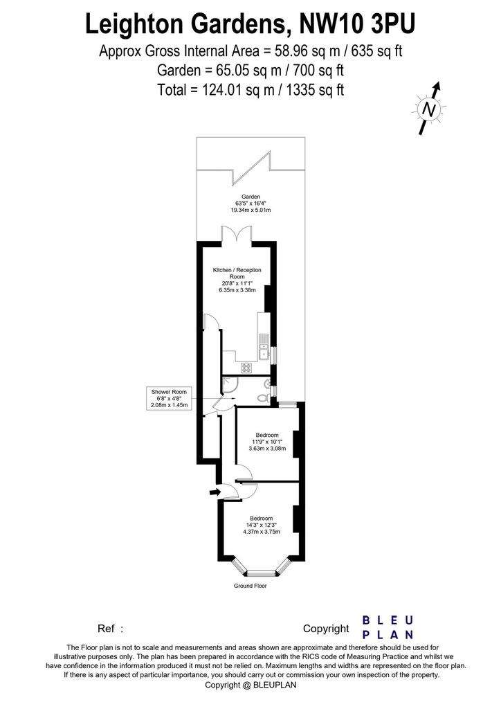 2 bedroom ground floor flat to rent - floorplan