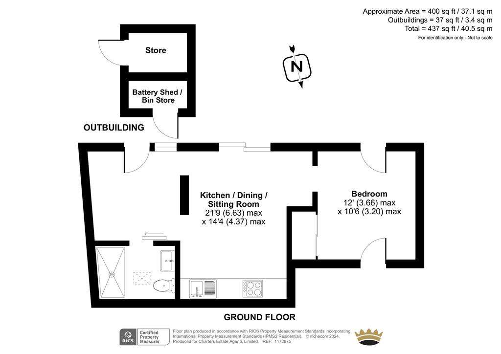 1 bedroom bungalow for sale - floorplan