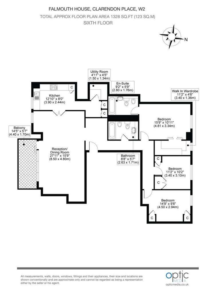 3 bedroom flat for sale - floorplan