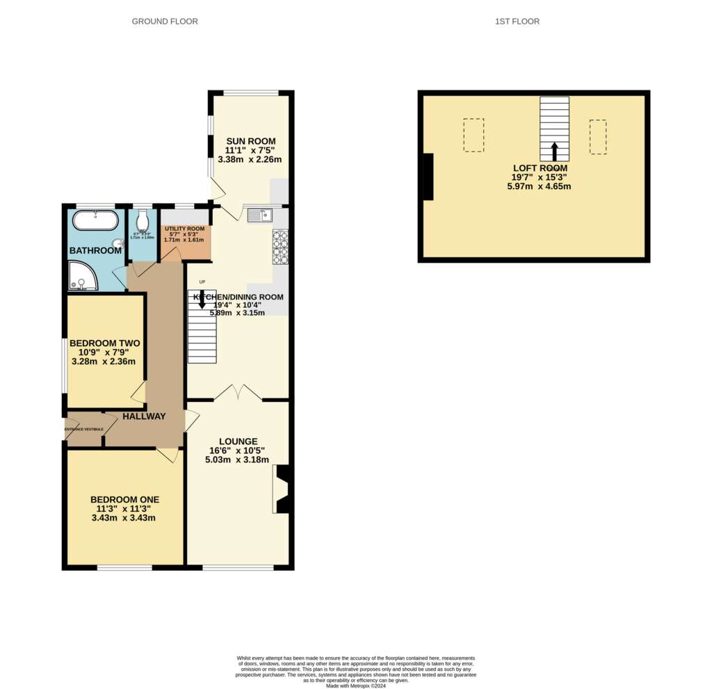 2 bedroom semi-detached bungalow for sale - floorplan