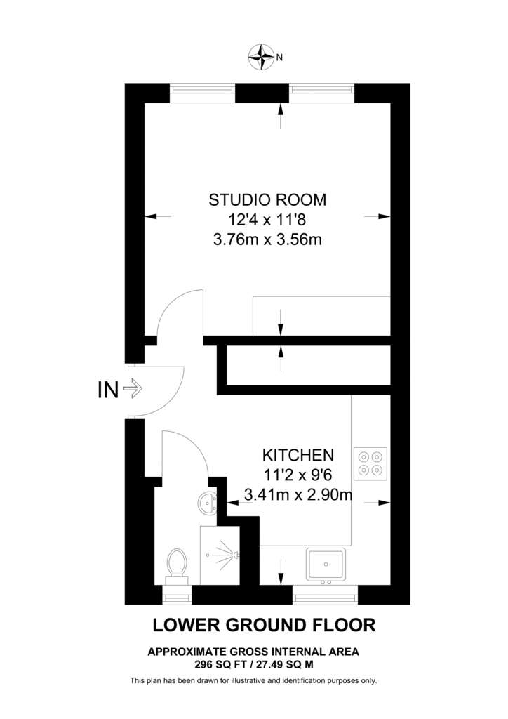 Studio flat to rent - floorplan