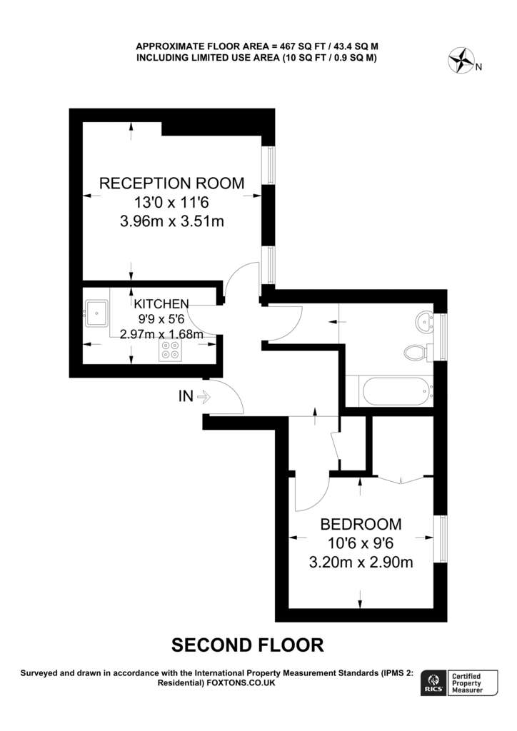 1 bedroom flat to rent - floorplan