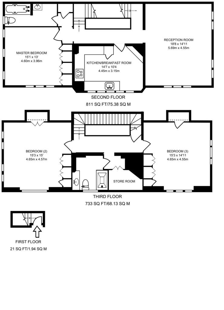 3 bedroom maisonette to rent - floorplan