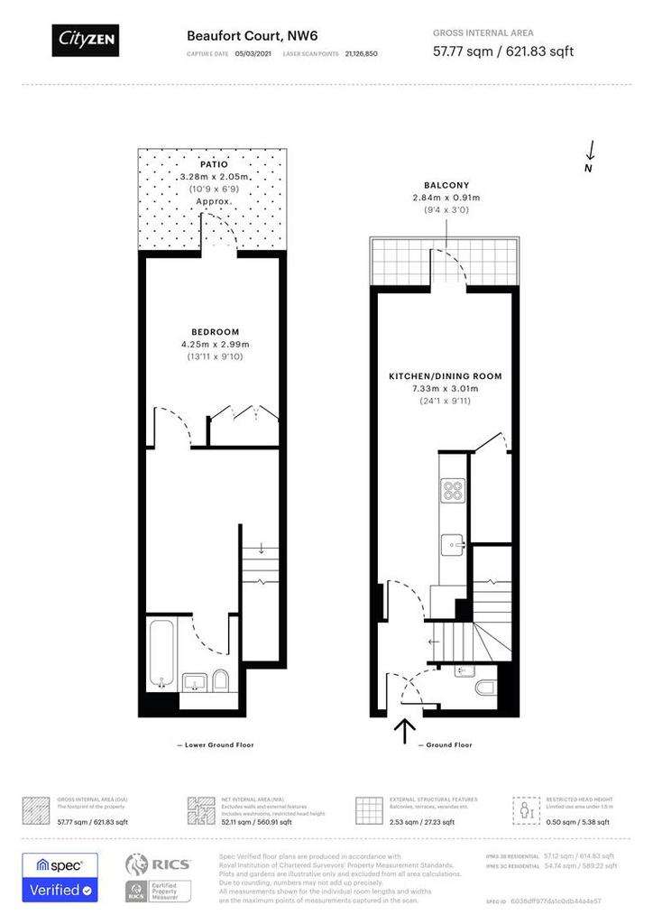 1 bedroom flat to rent - floorplan