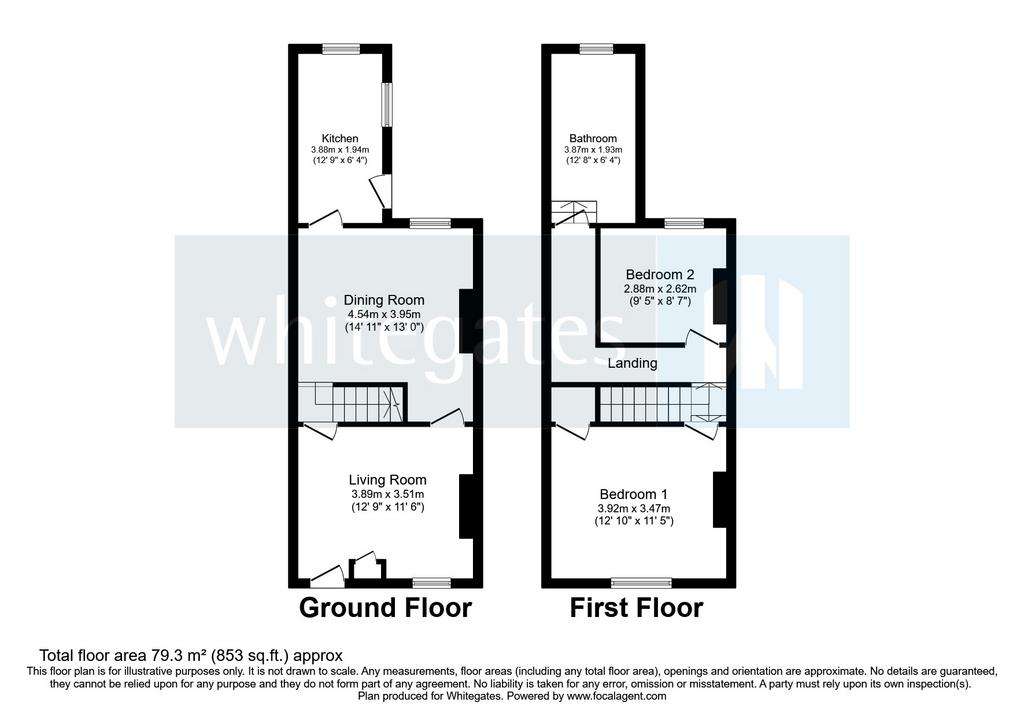 2 bedroom terraced house for sale - floorplan