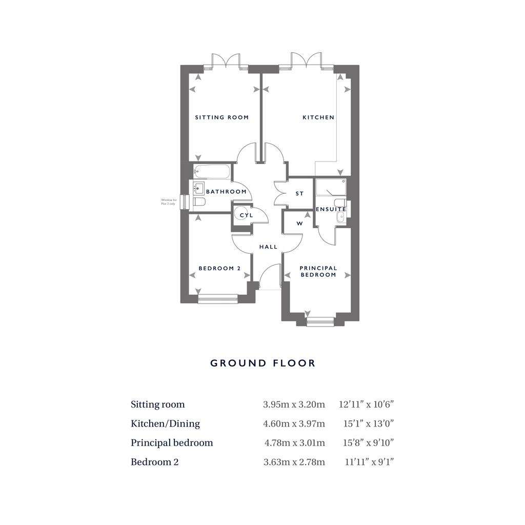 2 bedroom detached bungalow for sale - floorplan