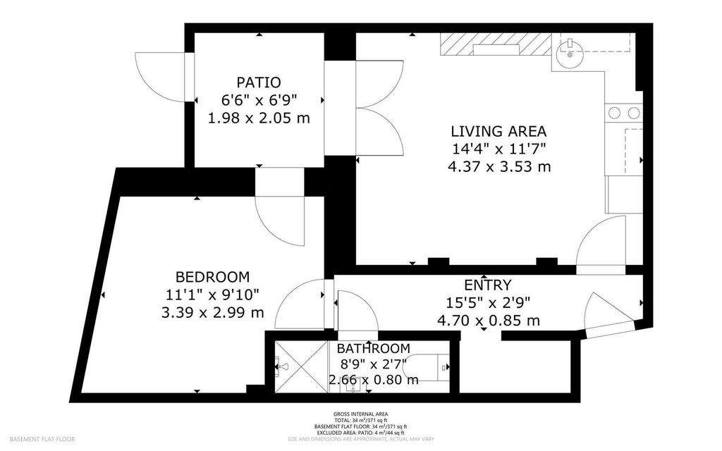 1 bedroom flat to rent - floorplan