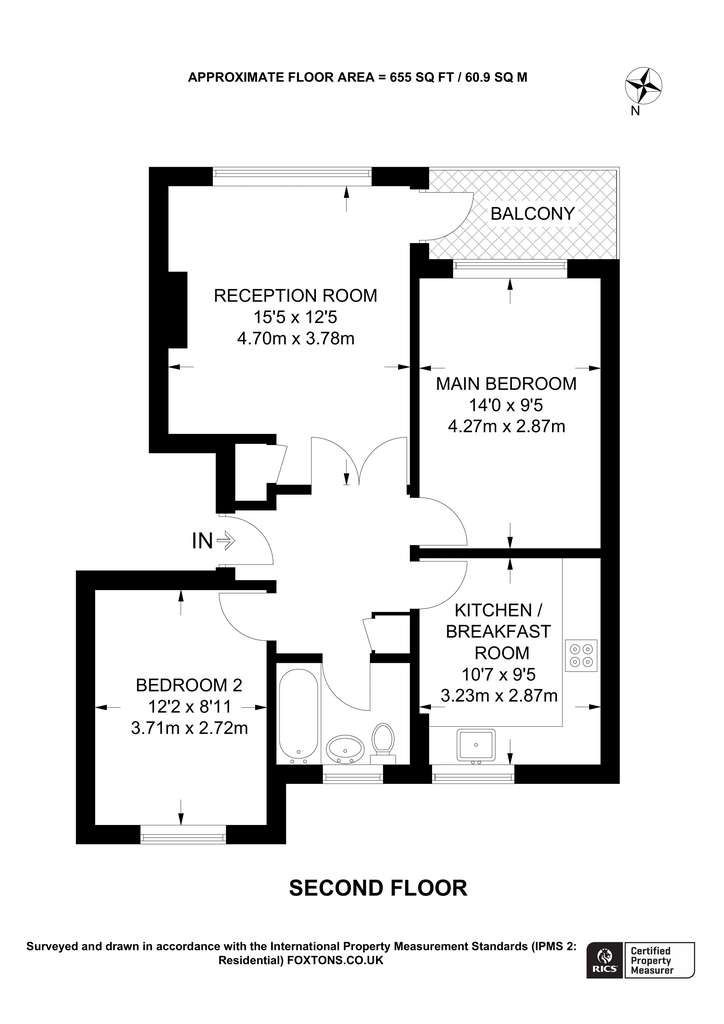 2 bedroom flat to rent - floorplan