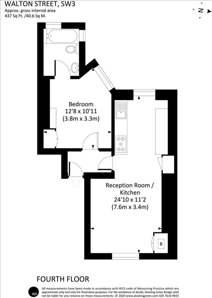 1 bedroom flat to rent - floorplan