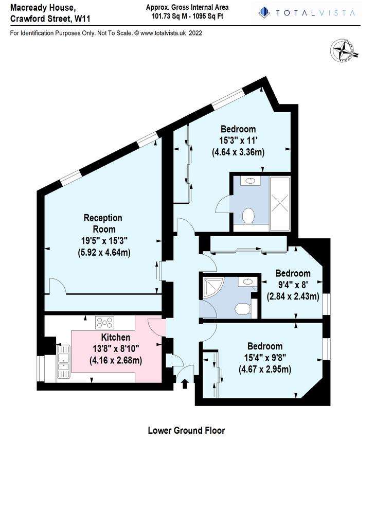 3 bedroom flat to rent - floorplan