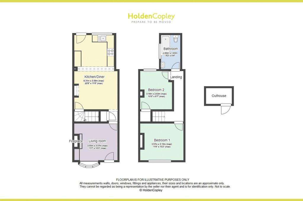 2 bedroom terraced house for sale - floorplan