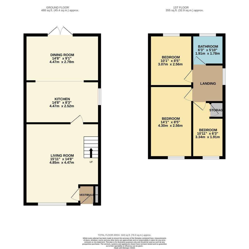 3 bedroom semi-detached house for sale - floorplan