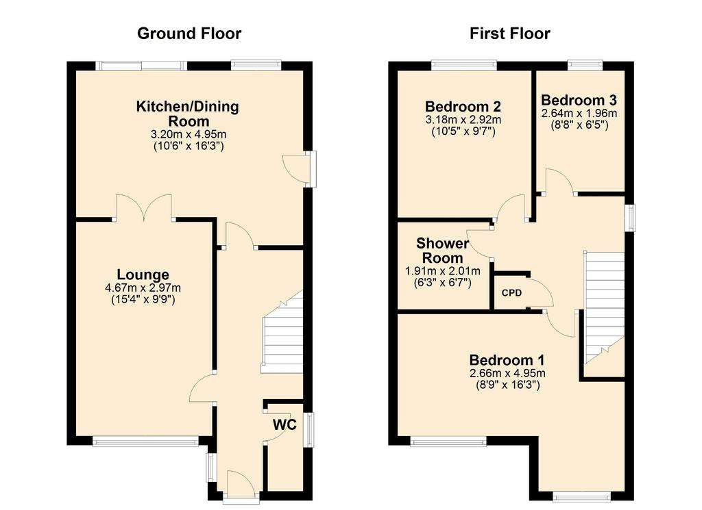 3 bedroom semi-detached house for sale - floorplan