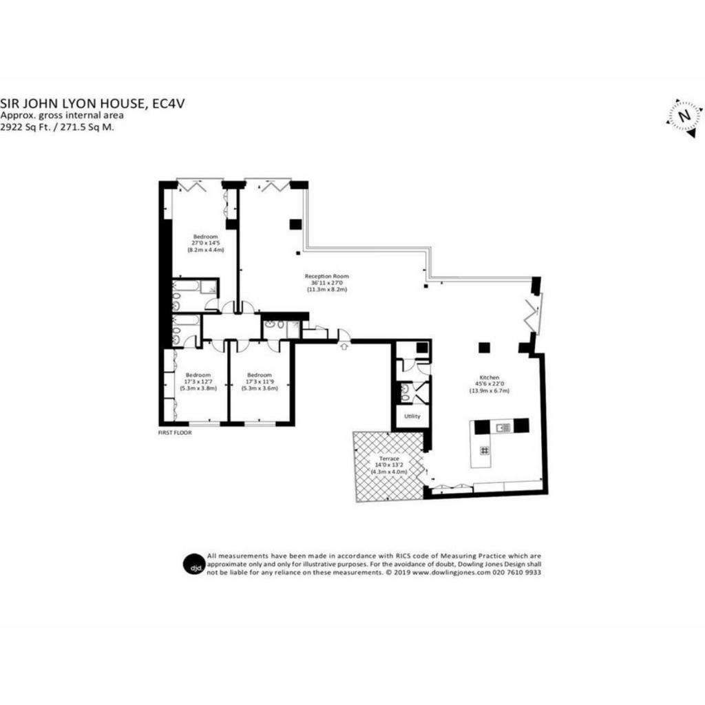 3 bedroom flat to rent - floorplan