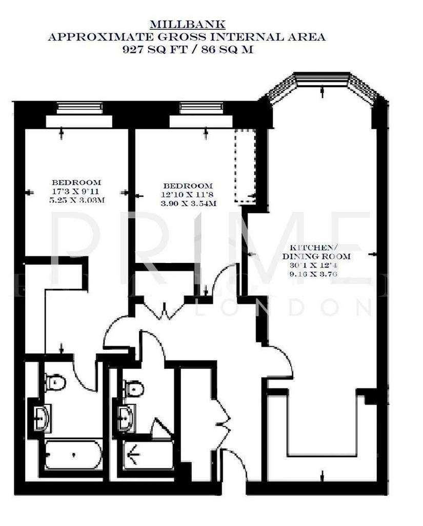 2 bedroom flat to rent - floorplan