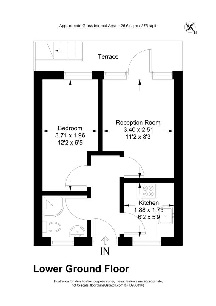 1 bedroom flat to rent - floorplan