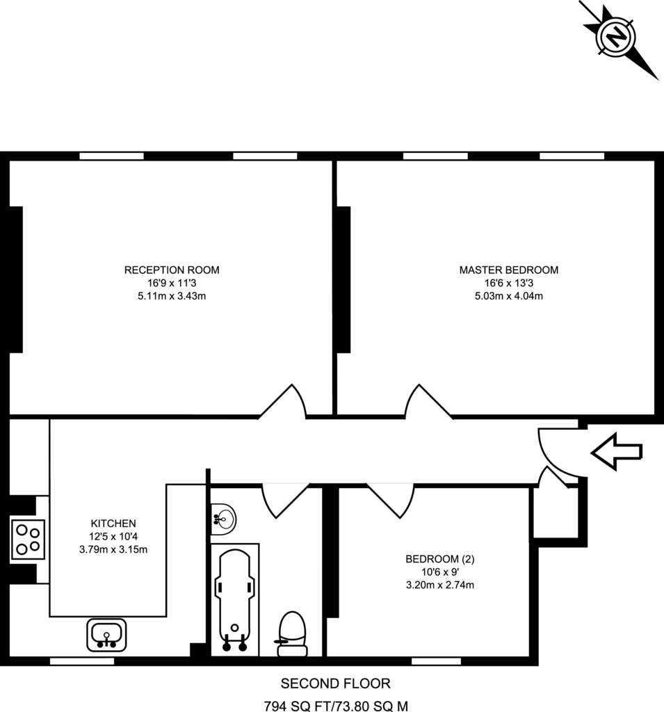 2 bedroom flat to rent - floorplan