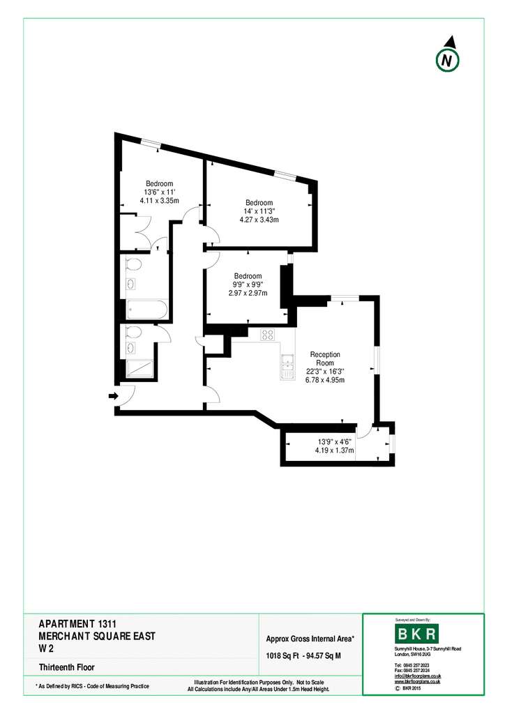 3 bedroom flat to rent - floorplan