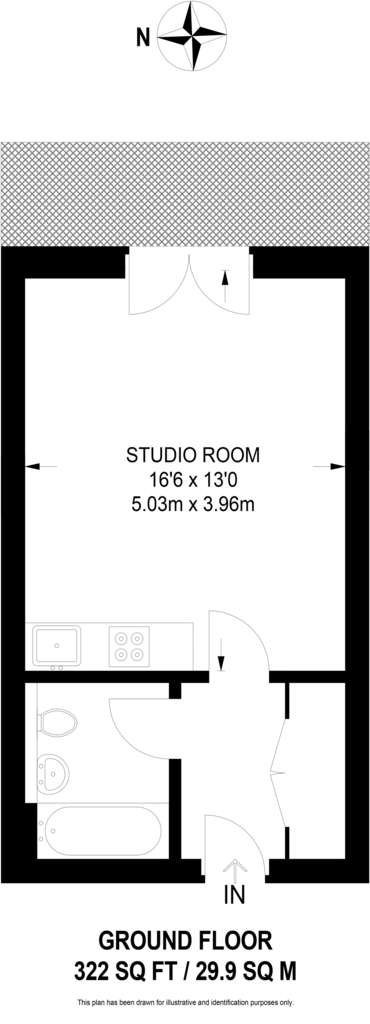 Studio flat to rent - floorplan