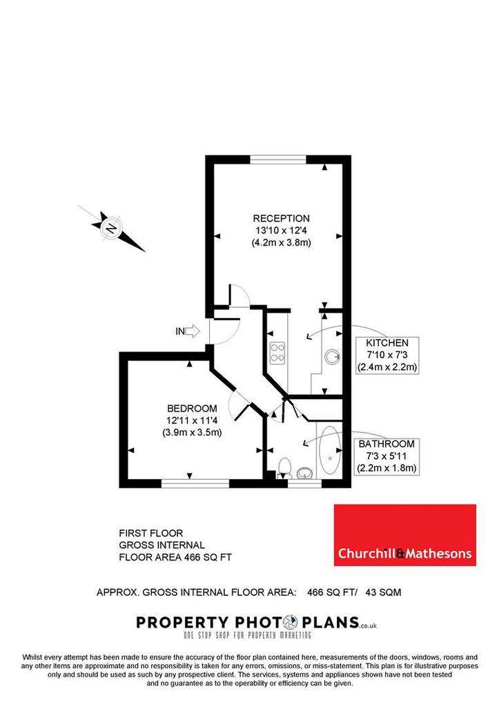 1 bedroom flat to rent - floorplan