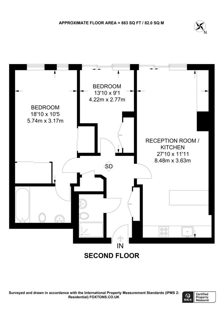 2 bedroom flat to rent - floorplan