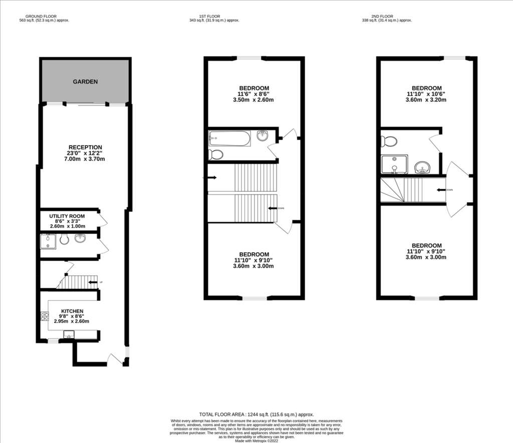 4 bedroom terraced house to rent - floorplan