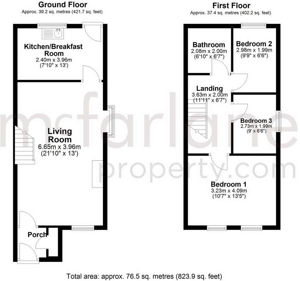 3 bedroom terraced house for sale - floorplan