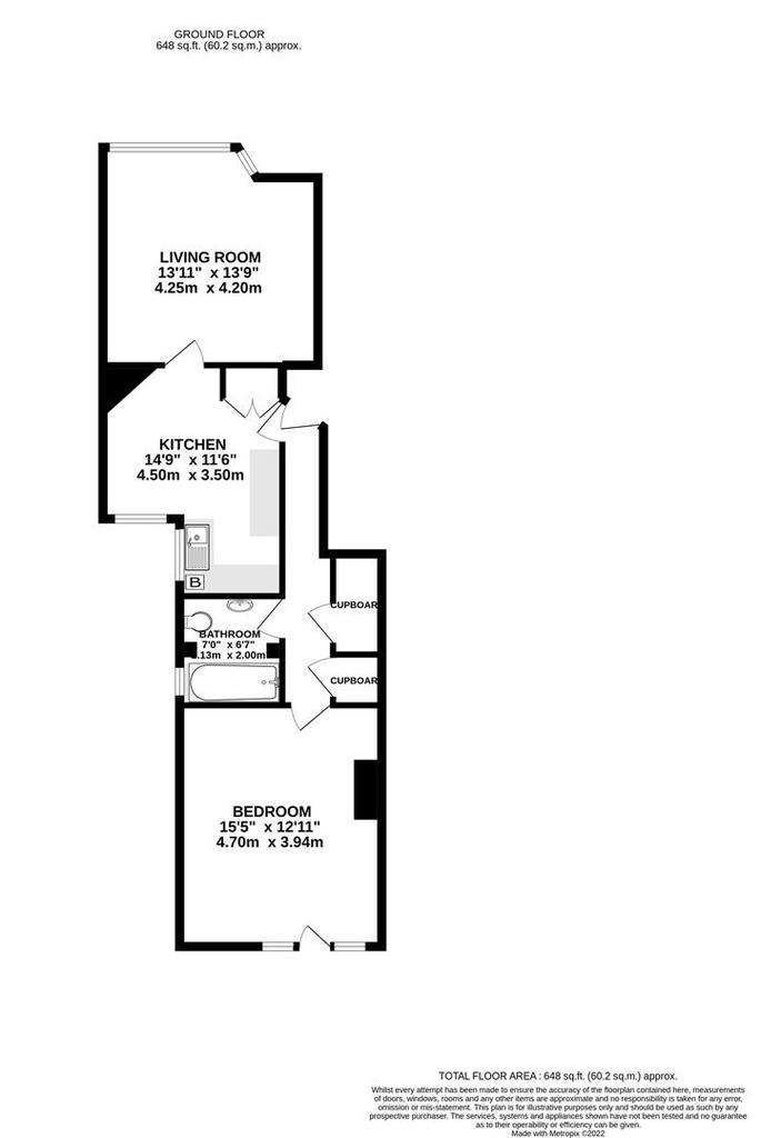 1 bedroom flat to rent - floorplan