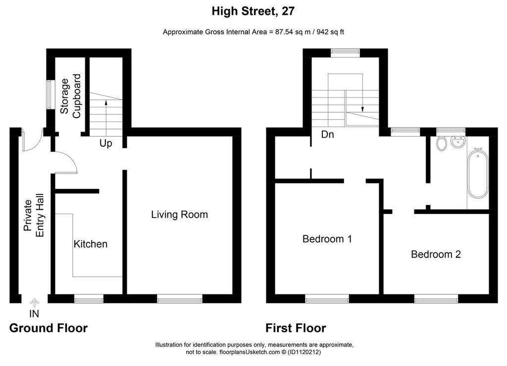 2 bedroom terraced house for sale - floorplan