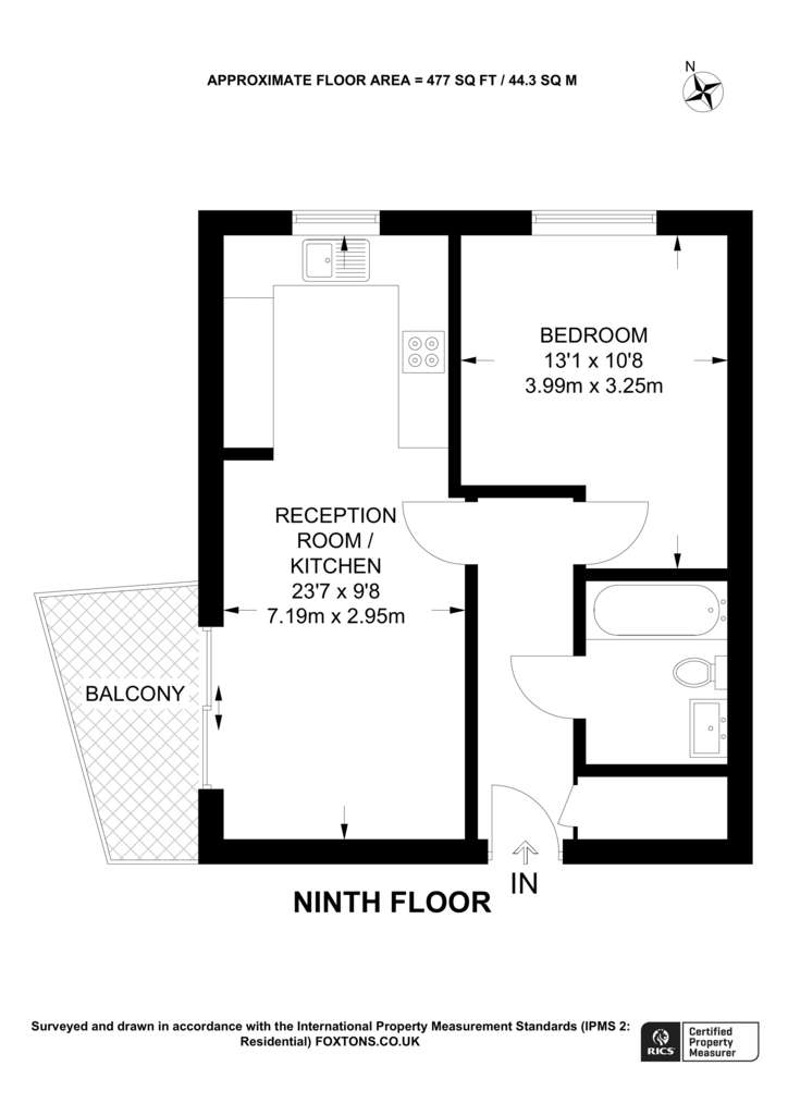 1 bedroom flat to rent - floorplan