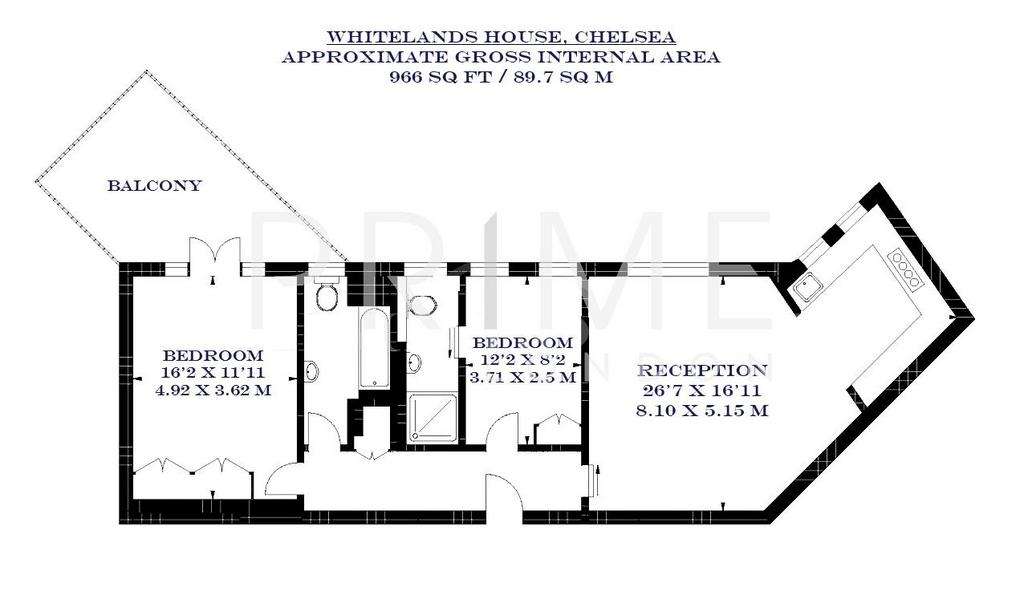 2 bedroom flat to rent - floorplan