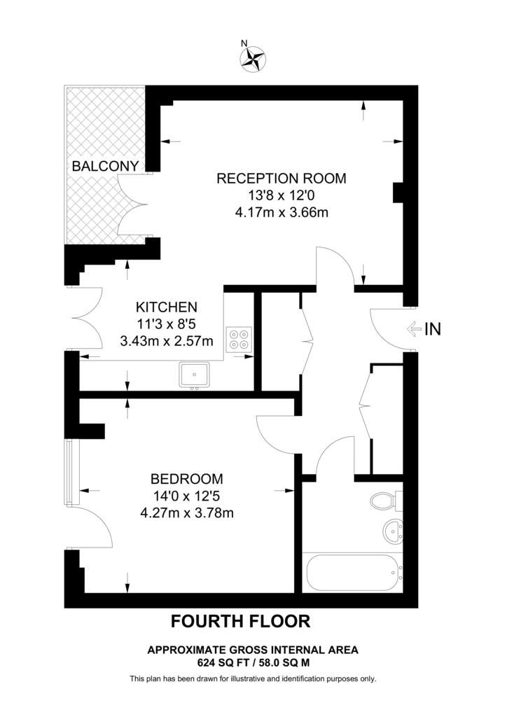 1 bedroom flat to rent - floorplan