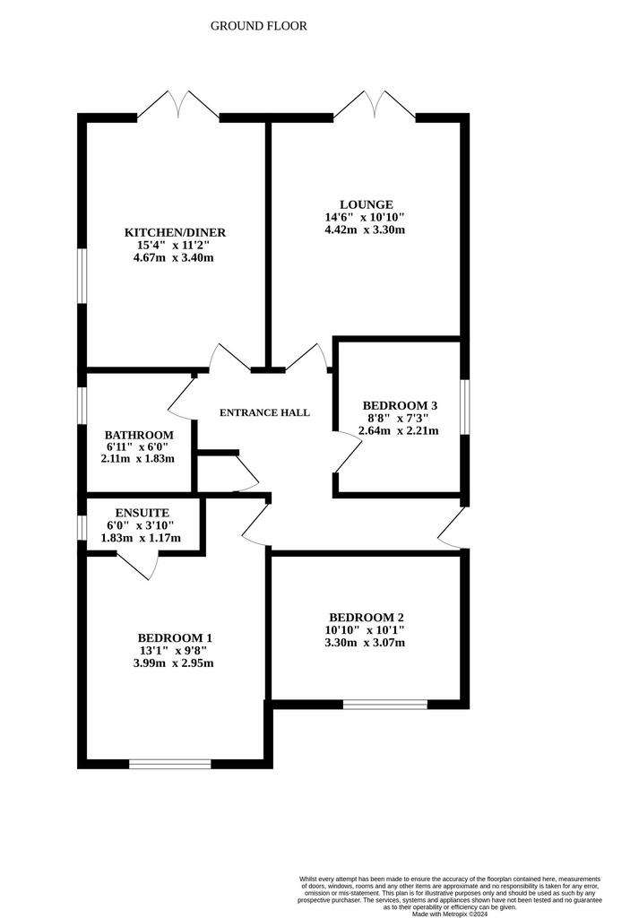 3 bedroom detached bungalow for sale - floorplan