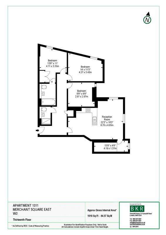 3 bedroom flat to rent - floorplan