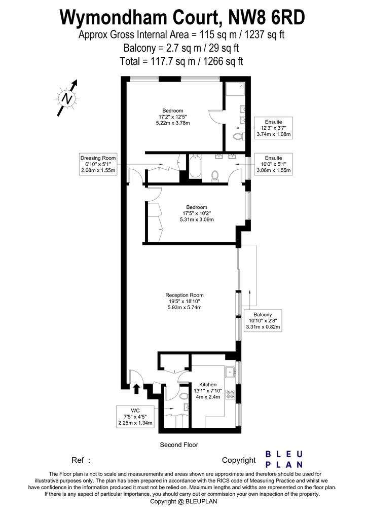 2 bedroom flat to rent - floorplan