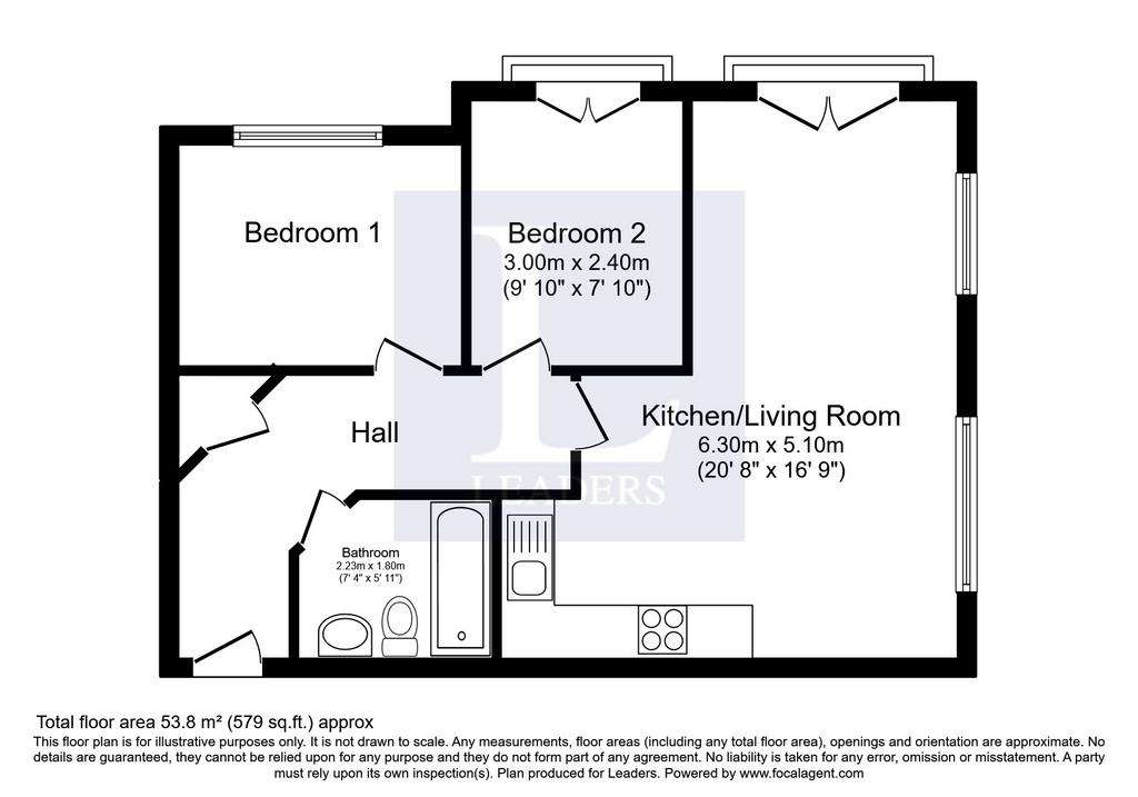 2 bedroom flat to rent - floorplan