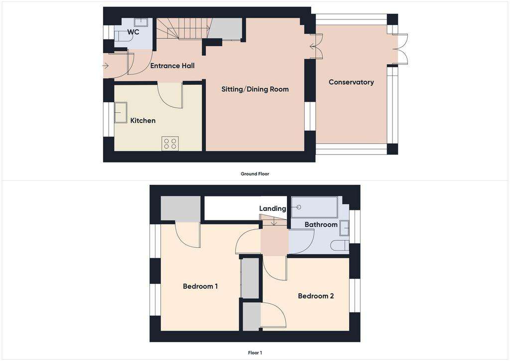 2 bedroom terraced house for sale - floorplan