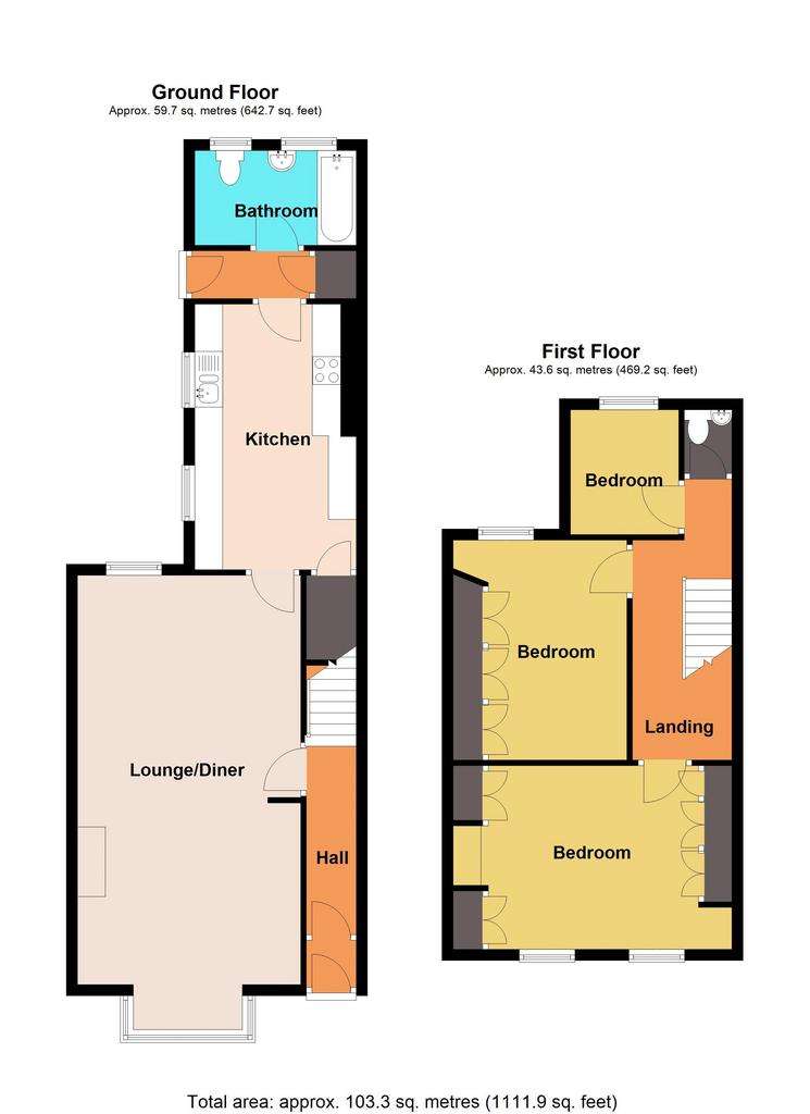 3 bedroom terraced house for sale - floorplan