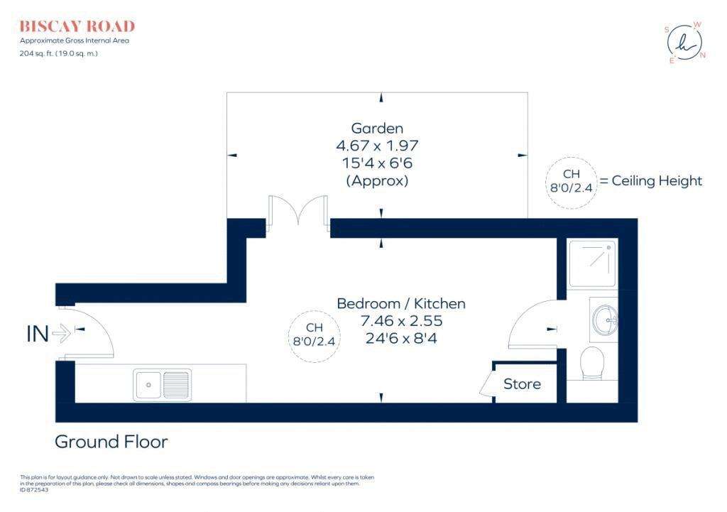 Studio flat to rent - floorplan