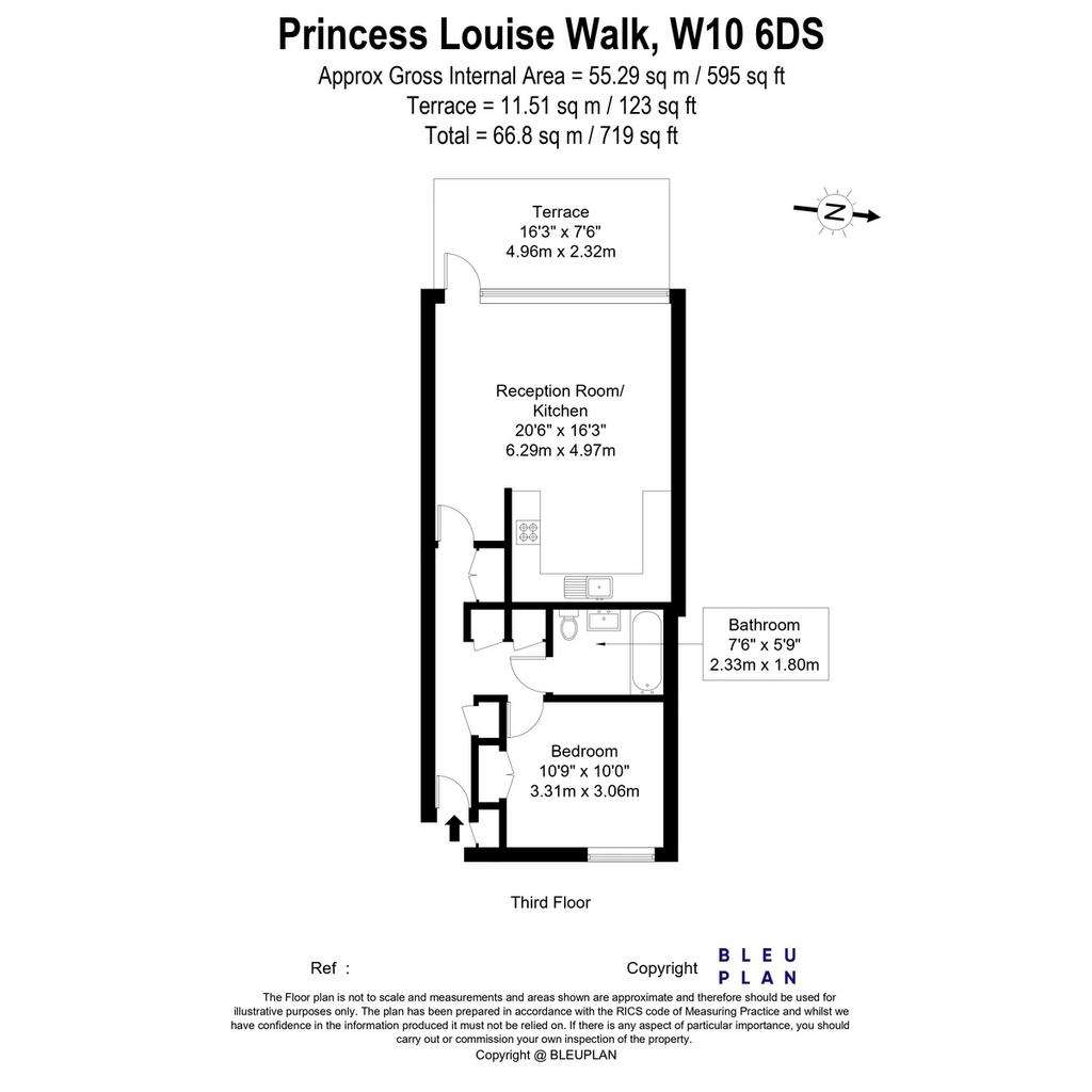 1 bedroom flat to rent - floorplan