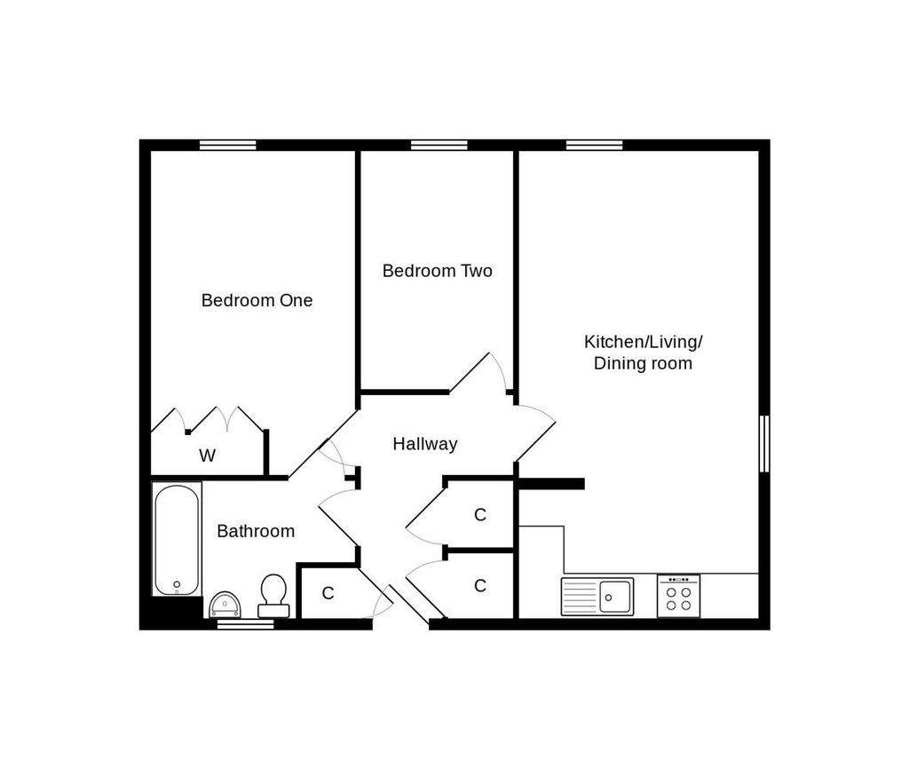 2 bedroom ground floor flat to rent - floorplan