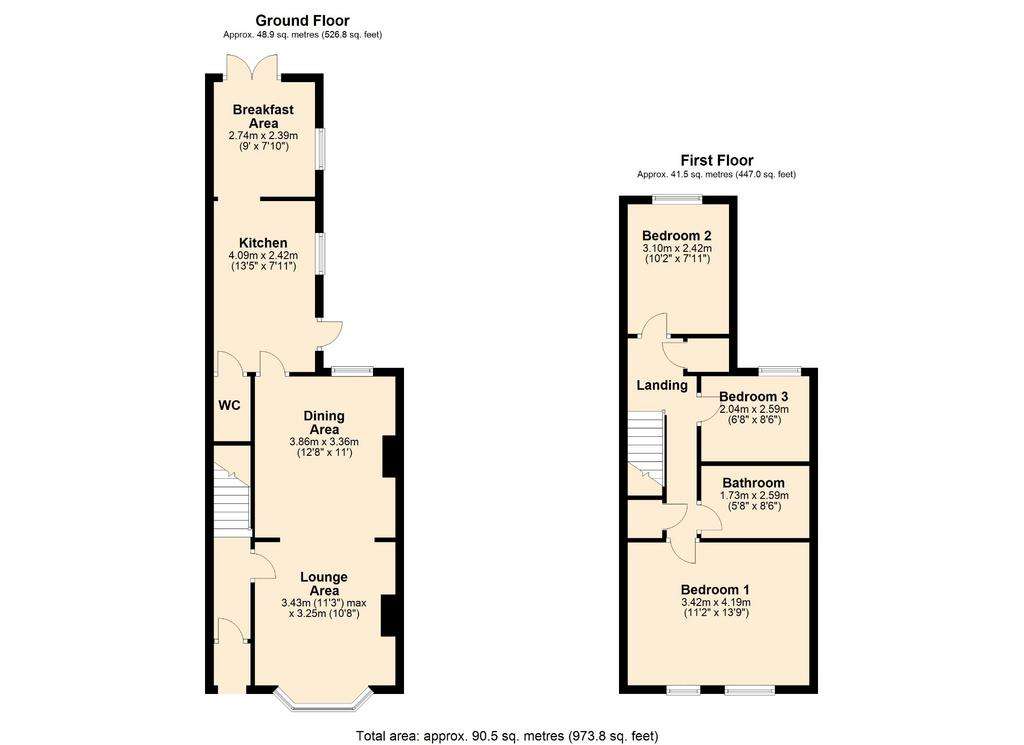 3 bedroom terraced house for sale - floorplan