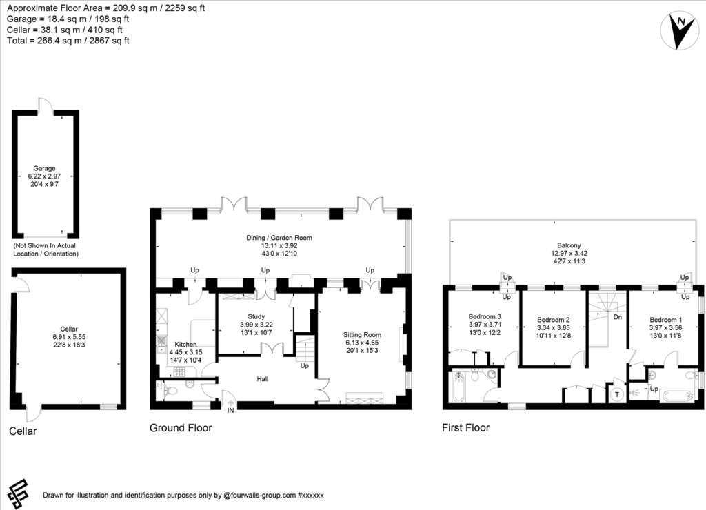 3 bedroom country house for sale - floorplan