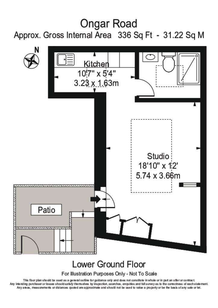 Studio flat to rent - floorplan